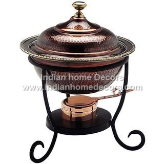 Copper Antique Hammered Round Chafing Dish 3 Ltr