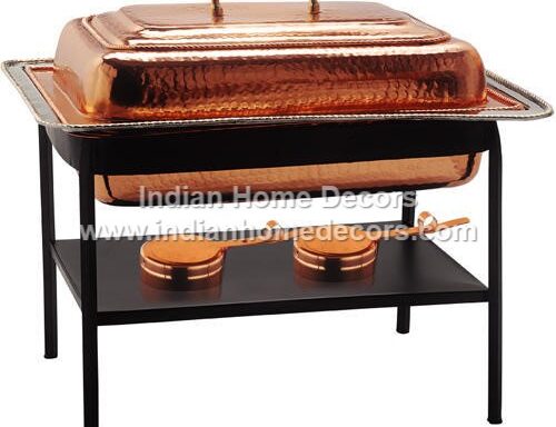 Copper Hammered Rectangular Chafing Dish 8 Ltr