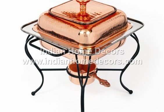 Copper Square Hammered Chafing Dish 3 Ltr