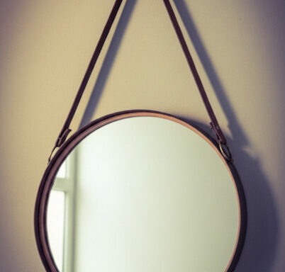 Leather Strap Round Hanging Mirror